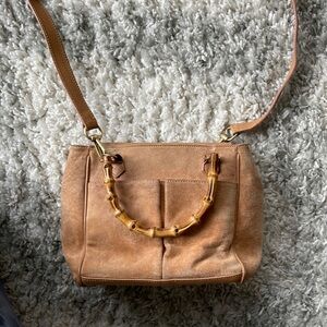 Authentic Classic GUCCI Tan Leather Handbag with Bamboo Handle